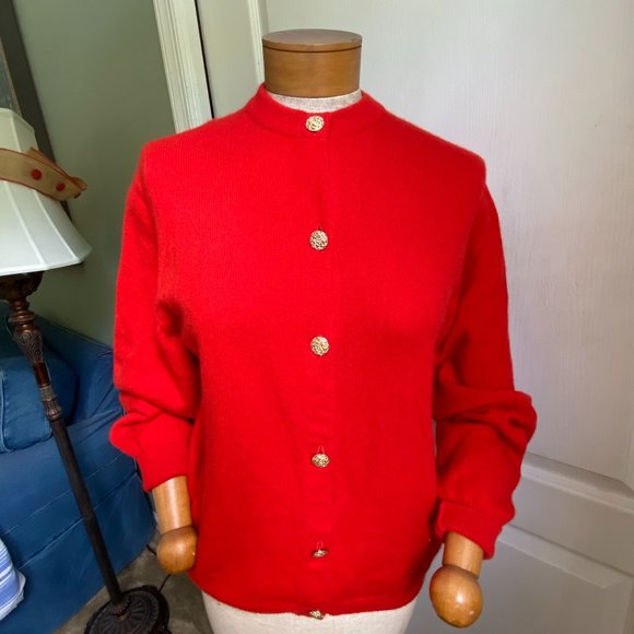 Vintage Red Cashmere Cardigan - The Scotch House - Picture 1 of 4